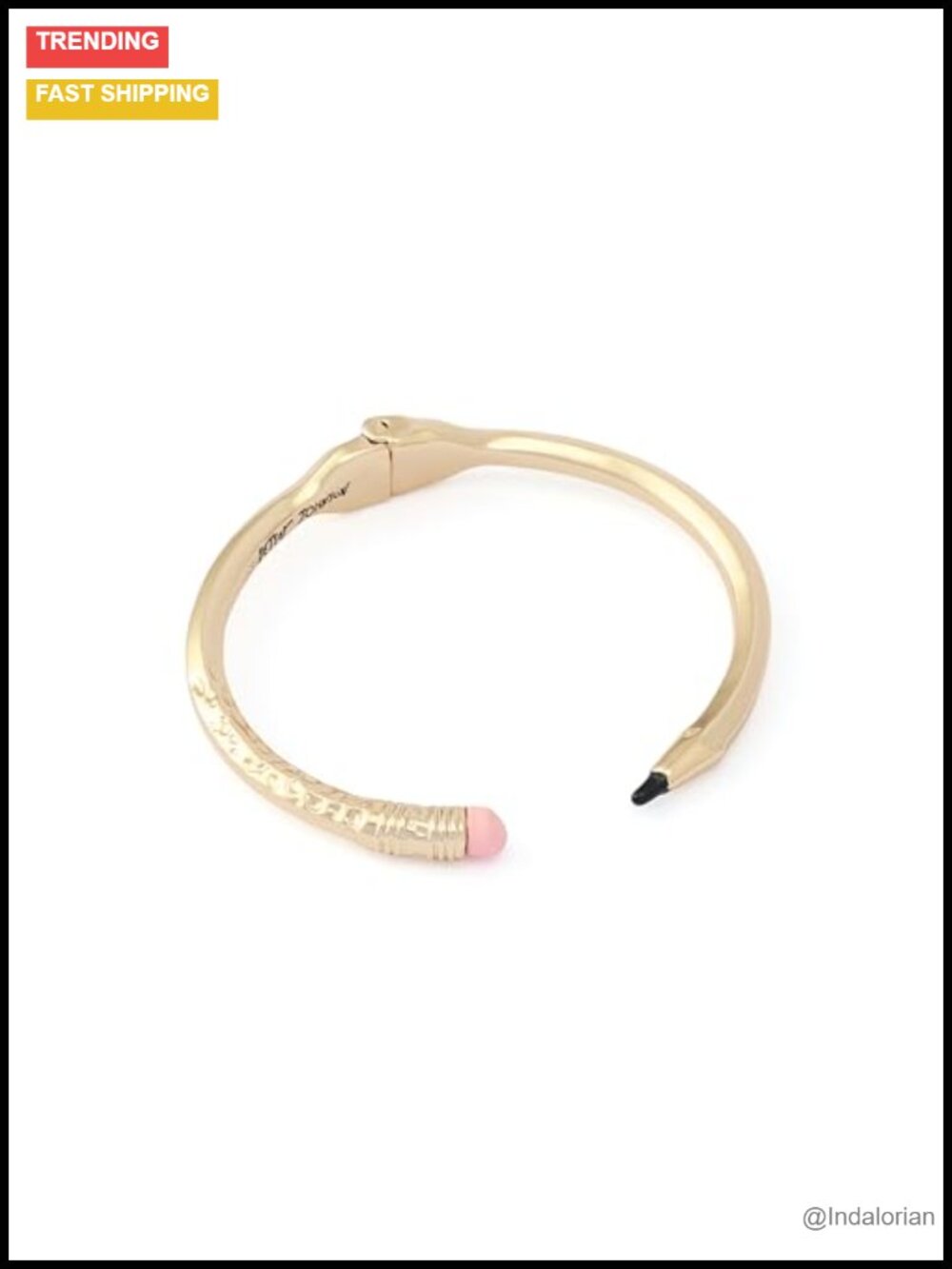 Betsey Johnson Chewed Pencil Bangle Bracelet Hinge Closure